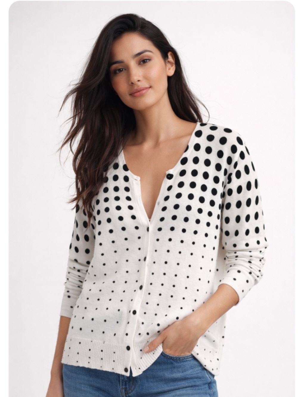 AB Studio 100% Polka Dot Sweater Size L